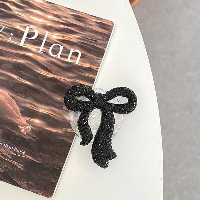 Creative Rhinestone Bow Phone Holder - Magnetic Finger Ring for Women