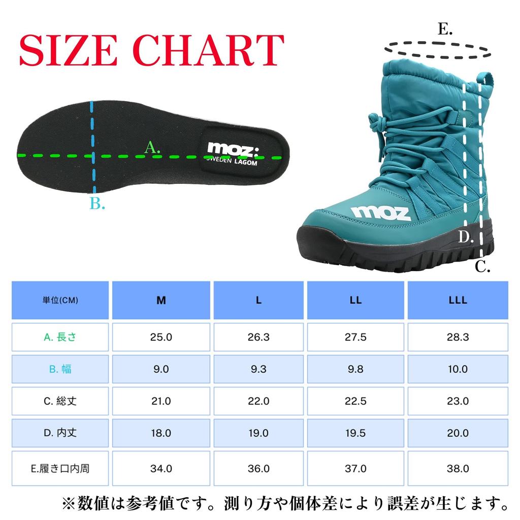 Mozu Winter Snow Padded with Fleece Size M Men's Mid-Length Boots, Waterproof, Non-Slip, Water-Repellent, Lining, 5686, Blue, (5686,BLU,M)