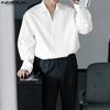 INCERUN Camisas Casuales Holgadas de Manga Larga con Cuello en V para Hombre de Talla Grande con Cruce Delantero