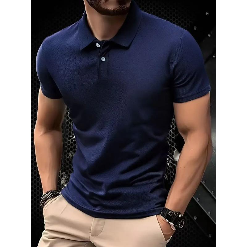 Men's Polo Simple Pure Color Short-Sleeved Shirt, High-Grade Fabric, Breathable and Comfortable Fabric with Ice Feel, Summer Out
