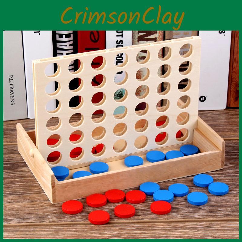 Wooden 4 Chess Connected Line Game Board Children Puzzle Toy For Social And Educational Play