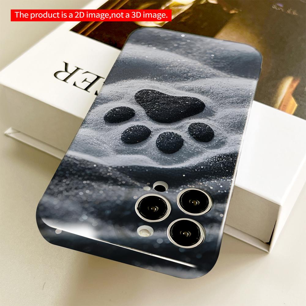 2DFlat Paw Print in Snow Texture Phone Case All inclusive film hard phone case, compatible with iPhone 18 Pro Max 17 16 15 14 13 12 11
