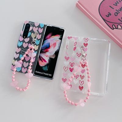 Samsung Galaxy Z Fold 4 3 Kılıf Sevimli Aşk Boyalı Bilezik Şeffaf Darbeye Dayanıklı Pc Sert Arka Kapak Samsung Zfold4 Fold3
