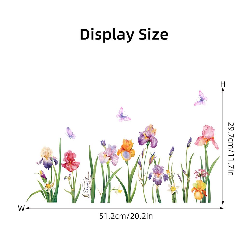 Aquarell Sommer Schmetterling Blume Landschaft Selbstklebender Fensteraufkleber Beidseitig Sichtbares Glasdekor für Schaufenster