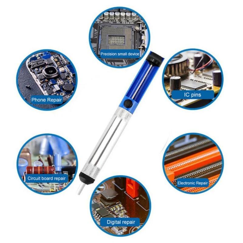 Tin Sucker Manual Aluminum Alloy Plastic Tin Suction Pump Strong High Temperature Suction Nozzle Soldering Accessories
