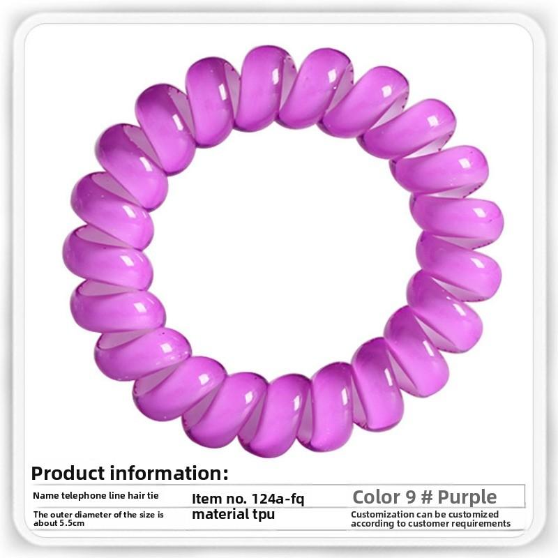 

Пластиковый высокоэластичный пружинный браслет на запястье для отеля, для купания, телефонный шнур, большой, средний и маленький, телефонная линия, спираль для волос фиолетовый
