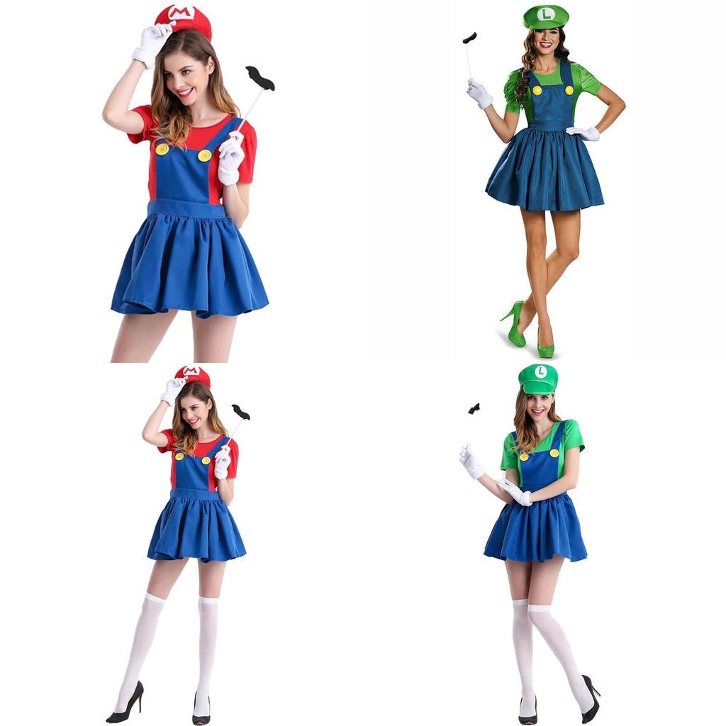 Women's Super Mario Bros Luigi Costume With Breathable Spandex And Exquisite Workmanship