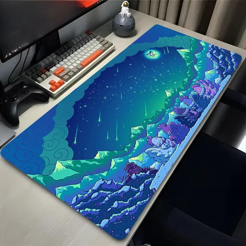 Psychedelic Sunset Mountain Large Gaming Mouse Pad Aesthetic Anime Style Desk Mat for Gamers