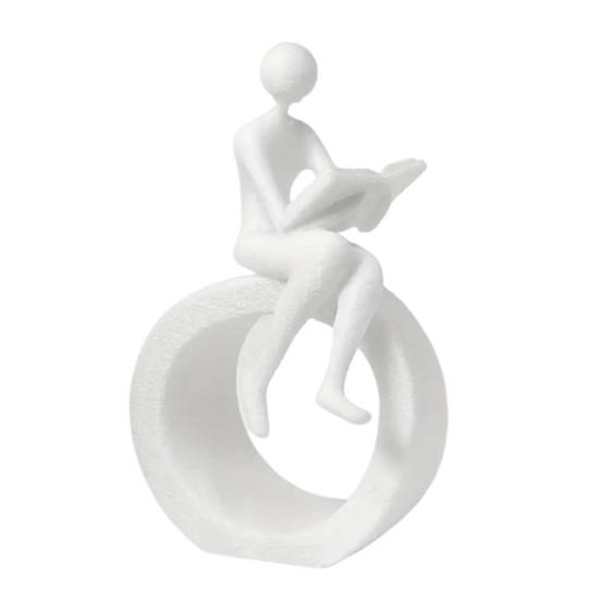 Jijijing 3D Printed Reading Figurine, Abstract Reader Statue for Home Decor, Modern Minimalist Sculpture Bookshelf Desk Office Ornament