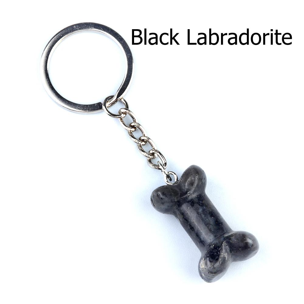 1Pc Reiki Healing Natural Stone Keychain Key Finder Bone Shape Crystal Gemstone Pendant Key Chain for Decor Phones, Bag, Halloween Gifts 20×34 Mm