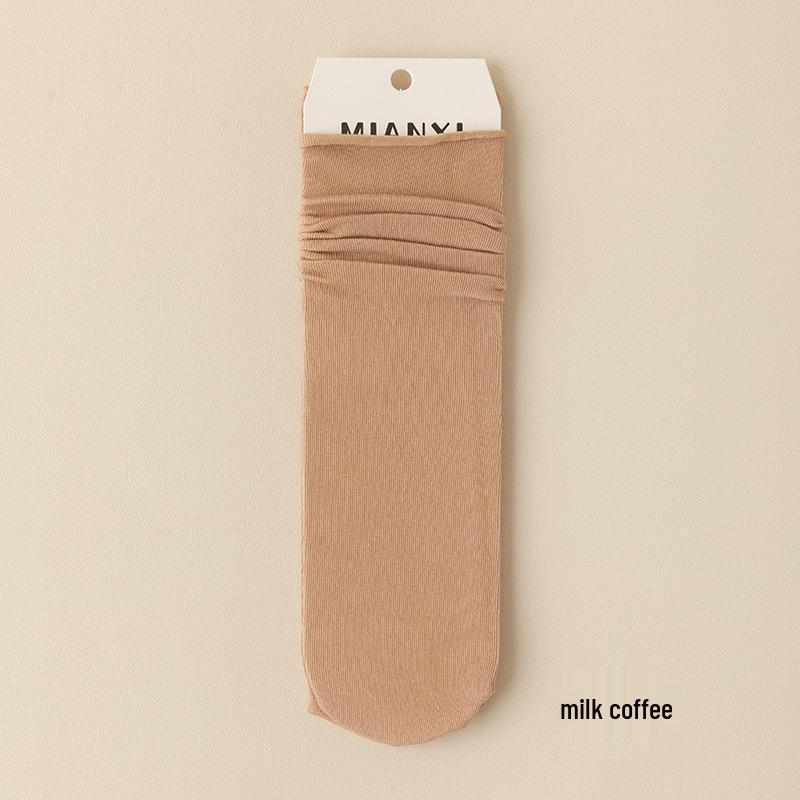 

Women s Seamless Mid-Calf Combed Cotton Socks - White, Autumn/Winter, Japanese Academy Style, Versatile and Solid Color