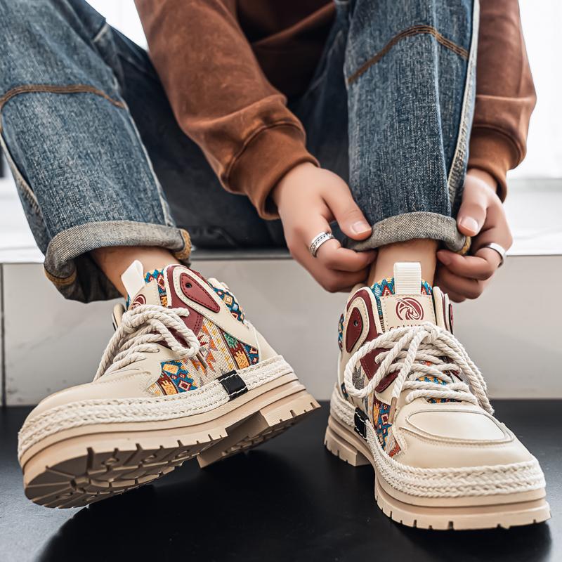 Nové Pánské Klasické Módní Vysoké Skateboardingové Boty na Silné Podrážce Pohodlné Měkké Podrážka Trendy Měkká Podrážka Prodyšné Matin