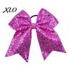 Stage Costume Accessories Sequins Hair Bows, Elastic Tie, Large Cheerleading Shiny Bows for Girls Band Ponytail Holder, Glitter Scrunchies Women Teens