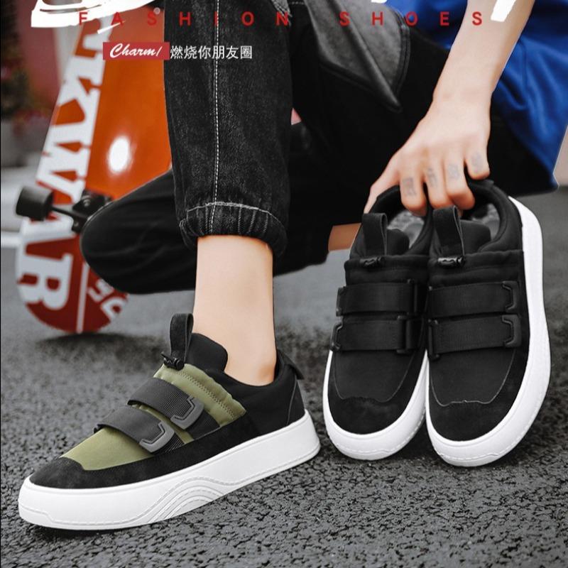 Men Canvas Flat Shoes Lightweight Hook & Loop Casual Shoes Outdoor Non Slip Jogging Shoes Outdoor Tenis Sneakers Zapatos Hombre
