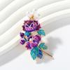 Elegant Peony Flower Brooch Pin for Women with Enamel and Pearls Embellishments Jewelry Accessory for Banquet or Party