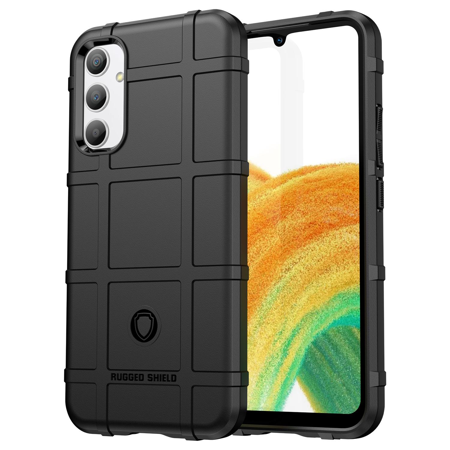 

Phone Case for Samsung Galaxy A34 5G,Rugged Square Grid Texture Shockproof Soft TPU Back Cover Black