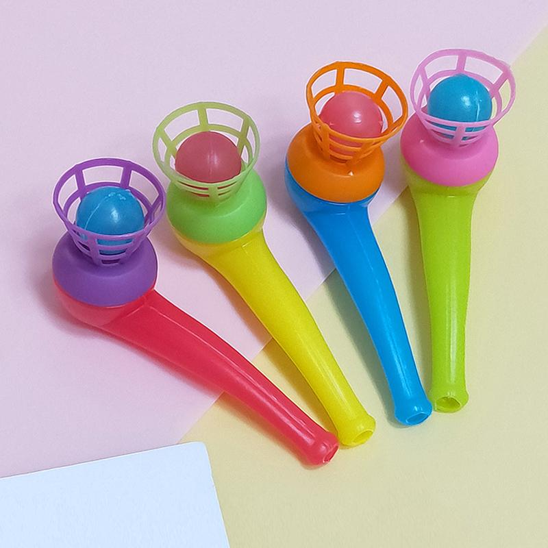 10pcs Funny Plastic Tube Blowing Ball Balance Toy Outdoor Sports Game Children's Fun Body Training Learning Toy