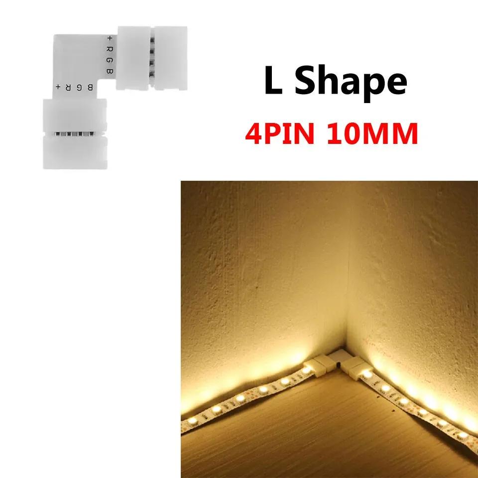 5PCS 2 Pin 3 Pin 4 Pin 5 Pin T/L Shape 8MM 10MM LED Strip Connector for RGB SMD 5050 2835 LED Strip Light Connector