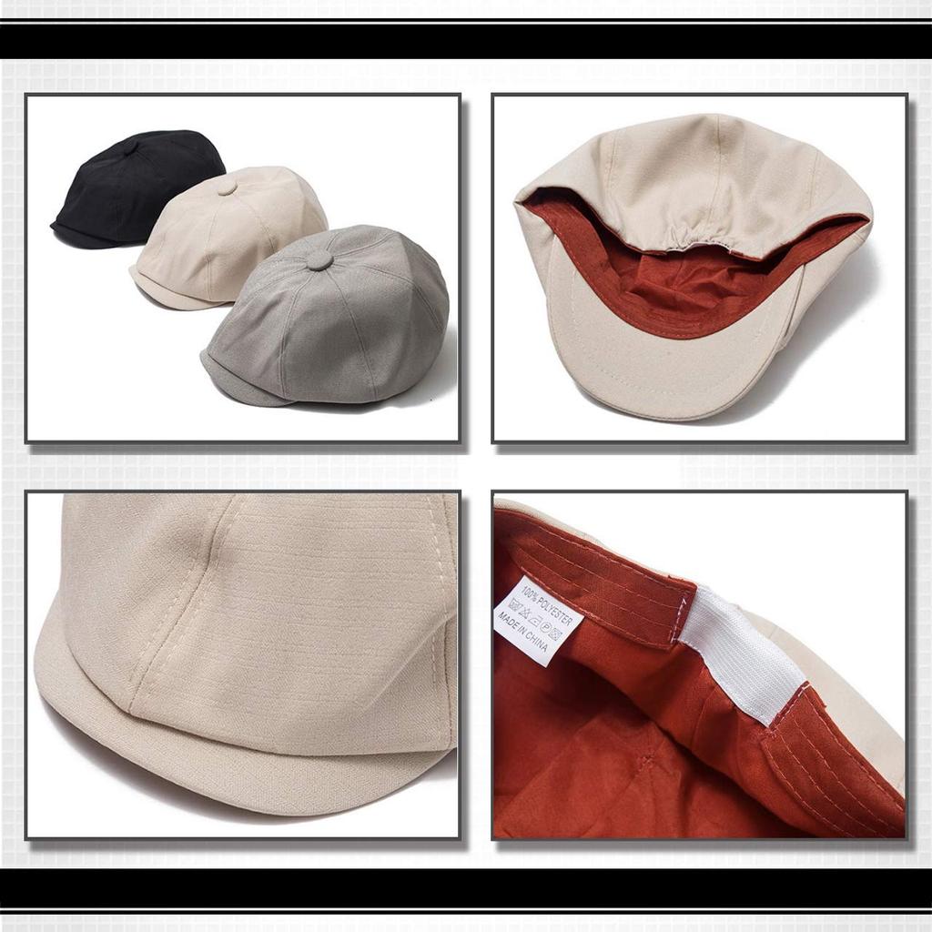 WHITE FANG Plain Cap Newsboy Cap Stylish Simple Cute Short Brim CA459 Women's (01 Black)