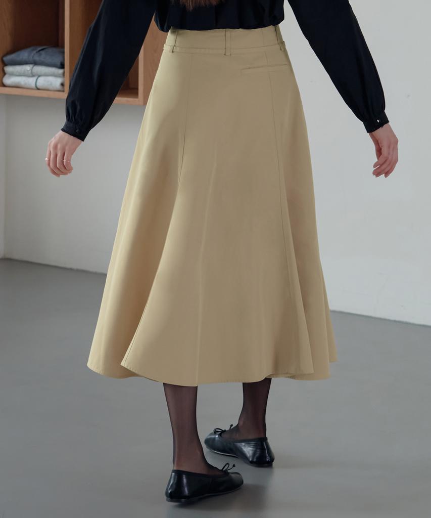 Deuloupisumeon One-Tuck Cotton Flare Skirt [Black]