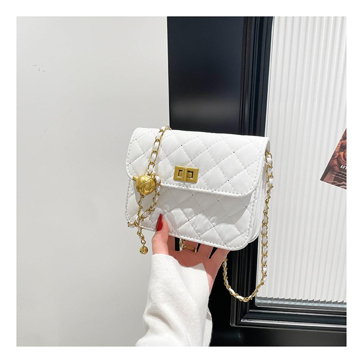 

Вышивка Линия Тренд Текстура Замок Пряжка Мода Ромбовидная Цепочка Одноплечная Кроссбоди Маленькая Сумка Для Женщин белый