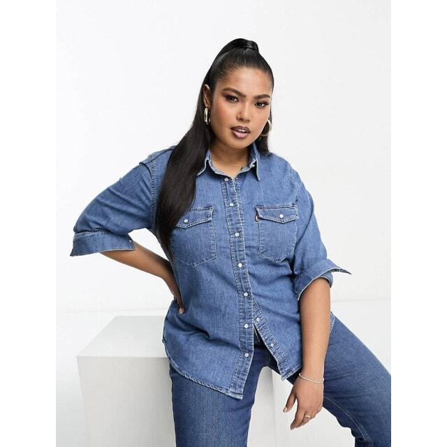 

Levi s Plus denim shirt in navy