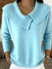 Women's Asymmetrical Drop Shoulder Knit Sweater - Large Lapel, Solid Color, Spring & Autumn