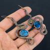 Faceted Blue Topaz Earrings, 999 Copper Wire Wrapped Earrings Handmade Gemstone Jewelry, Gifts For Wife Brand New Earrings