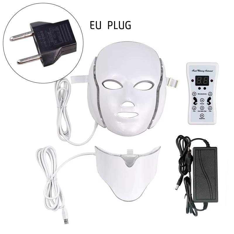 Professional 7 Colors LED Face & Neck Beauty Mask - Home Skincare Light Therapy Device with Remote Control
