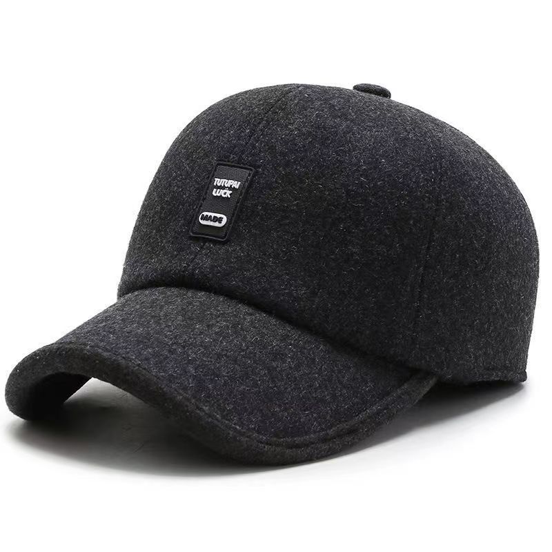 Winter Cashmere Wool Baseball Cap with Ear Protection for Warmth and Comfort
