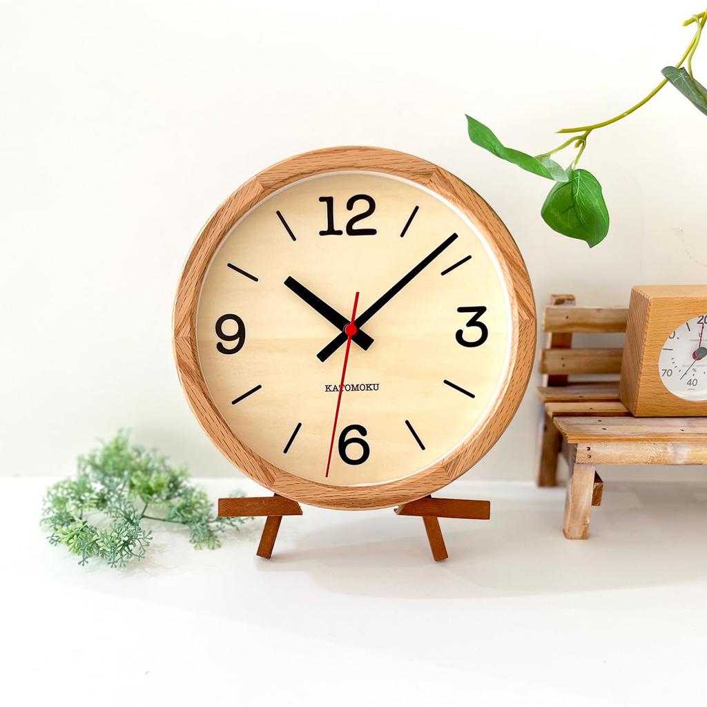 KATOMOKU Muku Clock 20 Oak Wall Clock with Continuous Second Hand km-136OA 220mm (Quartz Clock)