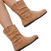 Autumn and Winter New Women's Boots Retro Flat-bottomed Large-size Flat-bottomed Martin Boots Women's Medium Boots Suede Round Head Women's Shoes
