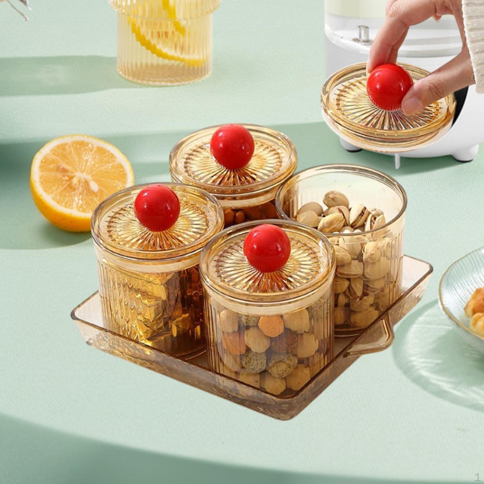 

Разделенный поднос для сухофруктов, коробка для хранения закусок, контейнеры с крышкой, поднос для закусок, конфеты и т. д. 4 pieces