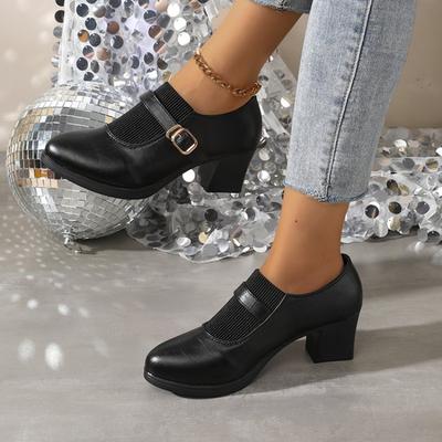 Deep Single Shoes Pointed Shoes Temperament High Heels Women's Autumn and Winter Thick Heels Soft Soles Not Tired Feet Mother Shoes Women
