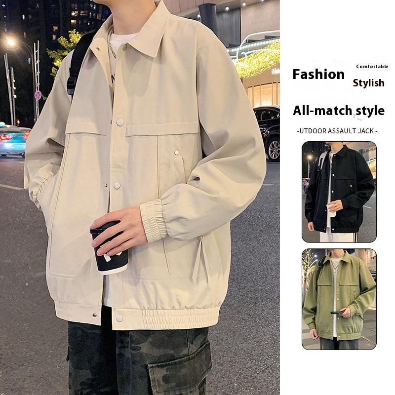 Multi-pocket Lapel Jacket Large Size Loose Casual Men's Thin Coat