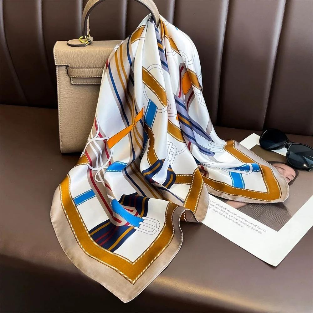 Fashion Luxury Brand 70cm Silk Feel Square Scarf Women Neck Tie Female Hair Bandana Headkerchief Shawl Wrap Hijab Echarpe