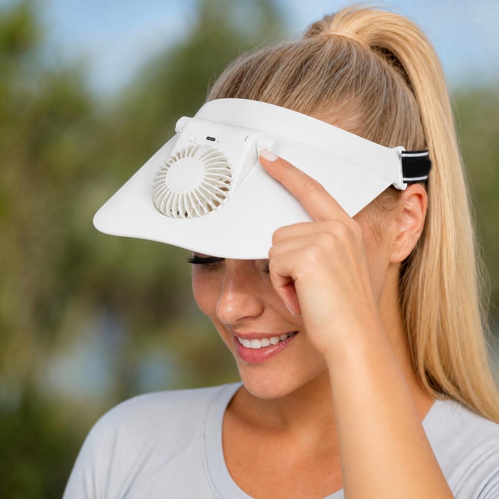 Color USB Charging Sun Hat with Extended - 3- with Fan for