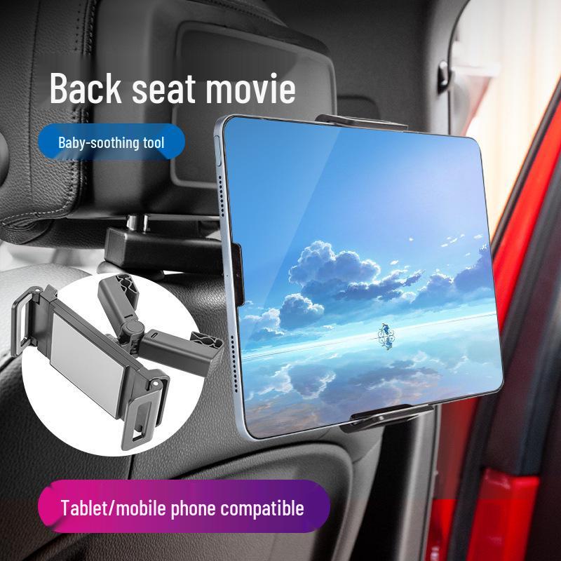 Car Headrest Phone & Tablet Holder - 360° Rotating, Clip-On, Telescopic Design