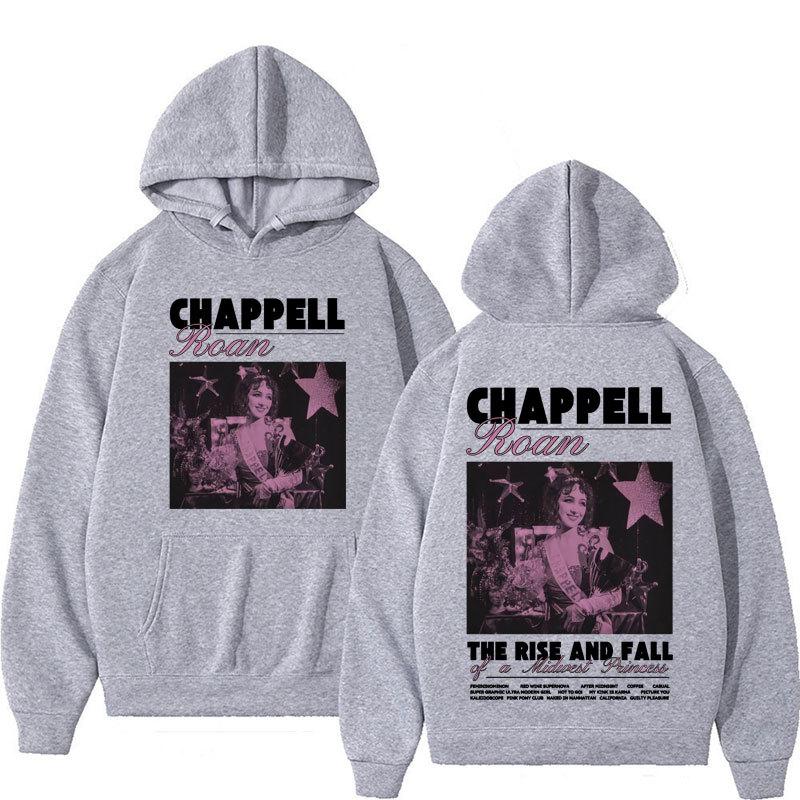 Chappell Roan Retro Personality Print Autumn and Winter High Quality Comfortable Soft Men's Loose Street Hooded Adult Sweatshirt