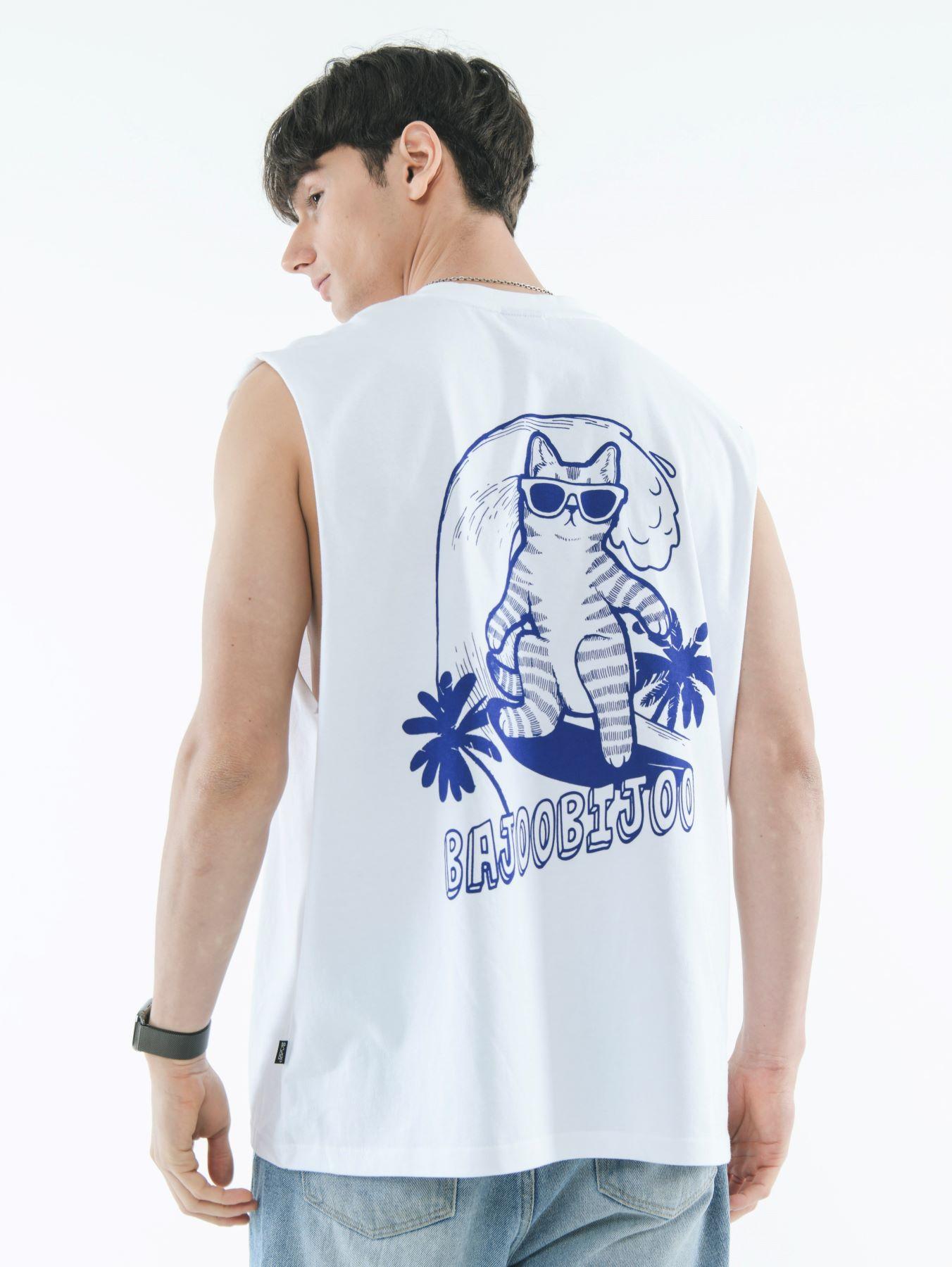 Bajubiju Surfing Cat Sleeveless [White] M
