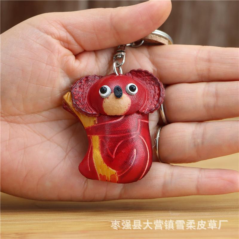 First Layer Cowhide Creative Small Koala Bag Pendant Keychain Mini Cute Bag Pendant Accessories Doll Gift
