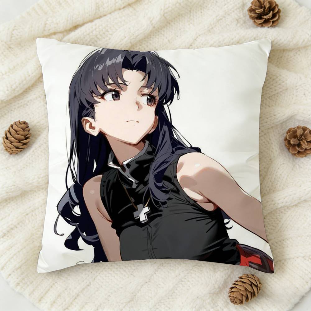 MMisato Katsuragi Anime Doublesided Printed Square Decorative Cushion Cover for Sofa Living Room Home Decor