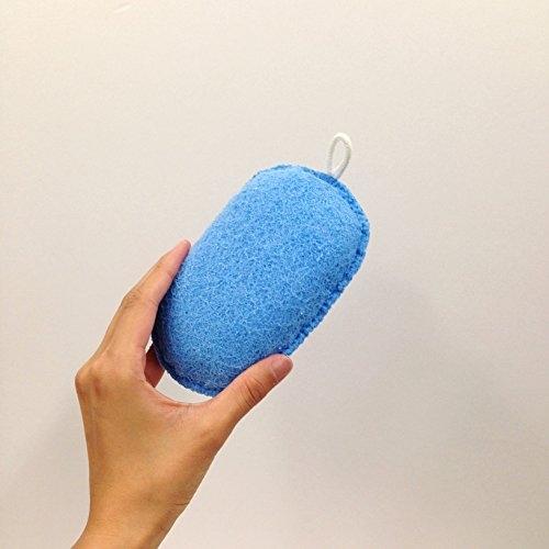 Japanese Loofah Body Sponge Blue 14.5x9.5x5cm - Exfoliating Bath Pouf for Lathering - Made In Japan