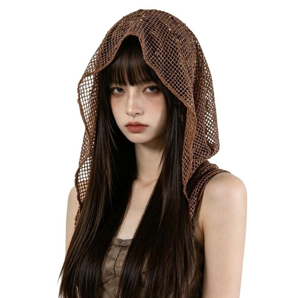 Solid Color Hooded Headscarf Y2k Head Wraps Fairy Shawl Cap Girl