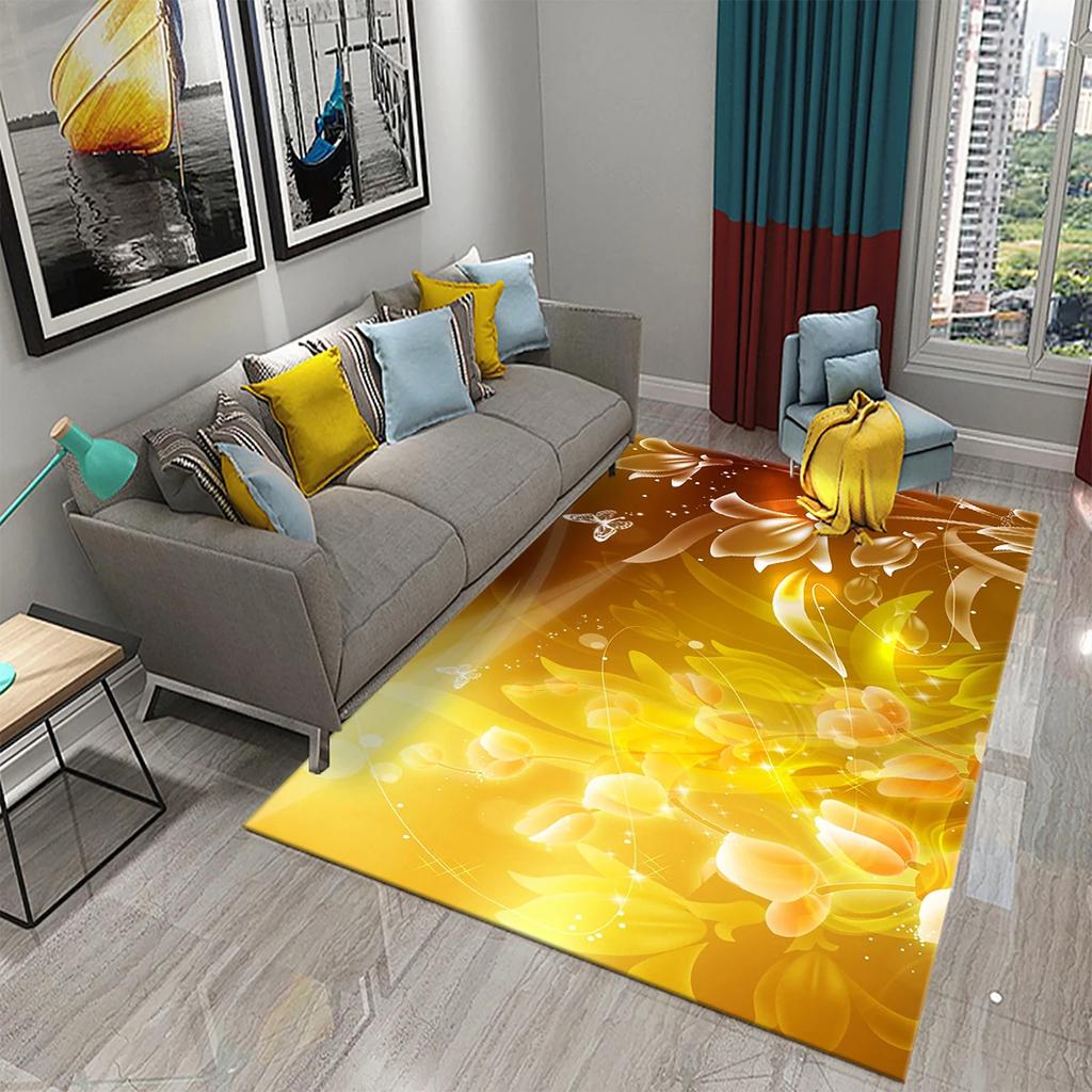 3D Black Golden Luxury Carpet for Living Room Bedroom Bedside Rugs European Style Hallway Decor Carpets Bathroom Non-slip Rugs