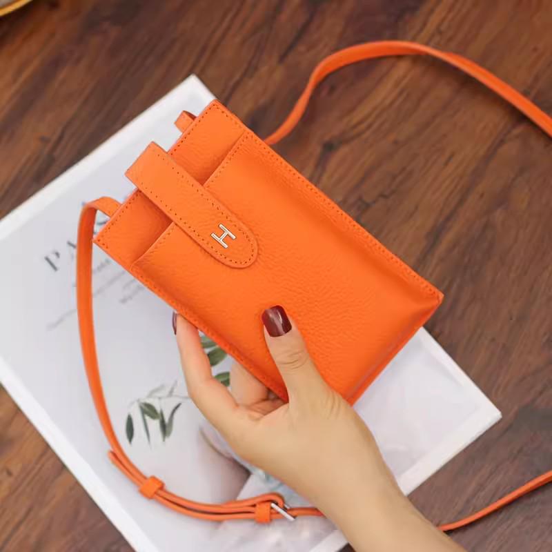 Women's Genuine Leather Crossbody Phone Bag - 2025 New Fashion Mini Textured Cowhide Shoulder Bag