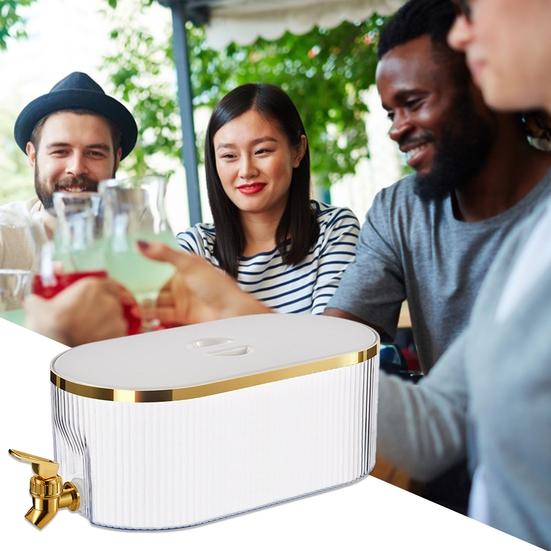 5.3L Fridge Cold Kettle with Faucet Large Capacity Transparent Dust-proof Leakproof Drinkware Food Grade Juice Water Dispenser Cold Drink Bucket