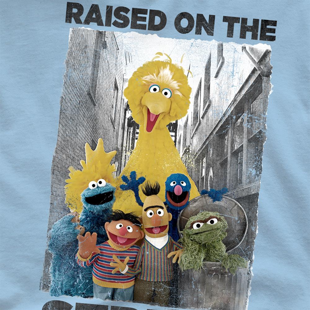 Sesame Street Unisex Adult Raised On The Streets Distressed T-Shirt