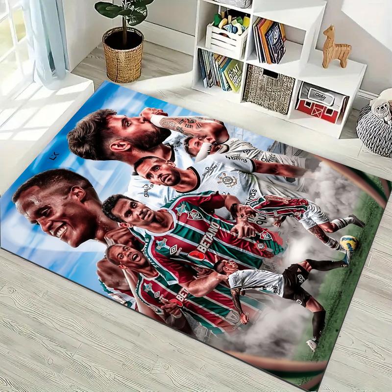 Brasilien Fußballmannschaft Spieler Collage Druck Teppich Nicht-Rutschfeste Rechteckige Fußmatte Fußballfan Gaming Wohnzimmer Schlafzimmer Dekoration