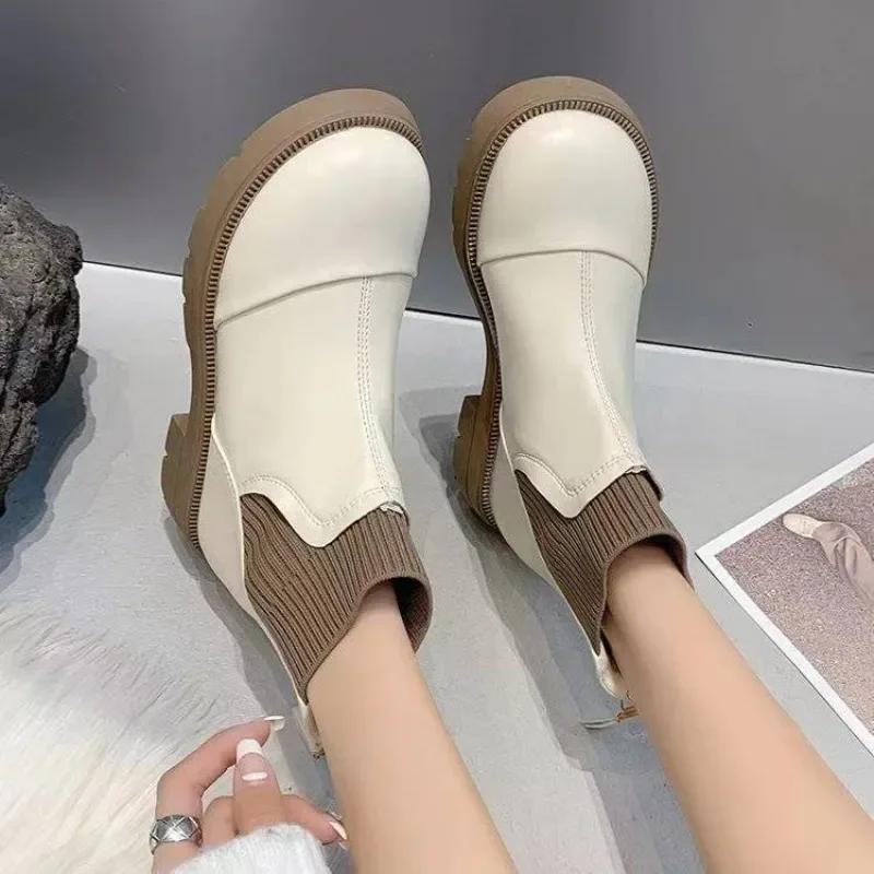 Fashion Woman Short Shoes Winter 2024 Hot Booties Round Toe Ankle Boots for Women Footwear Trend Chic and Elegant Large Size Warm Sale